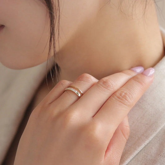 Bague à double rang et strass