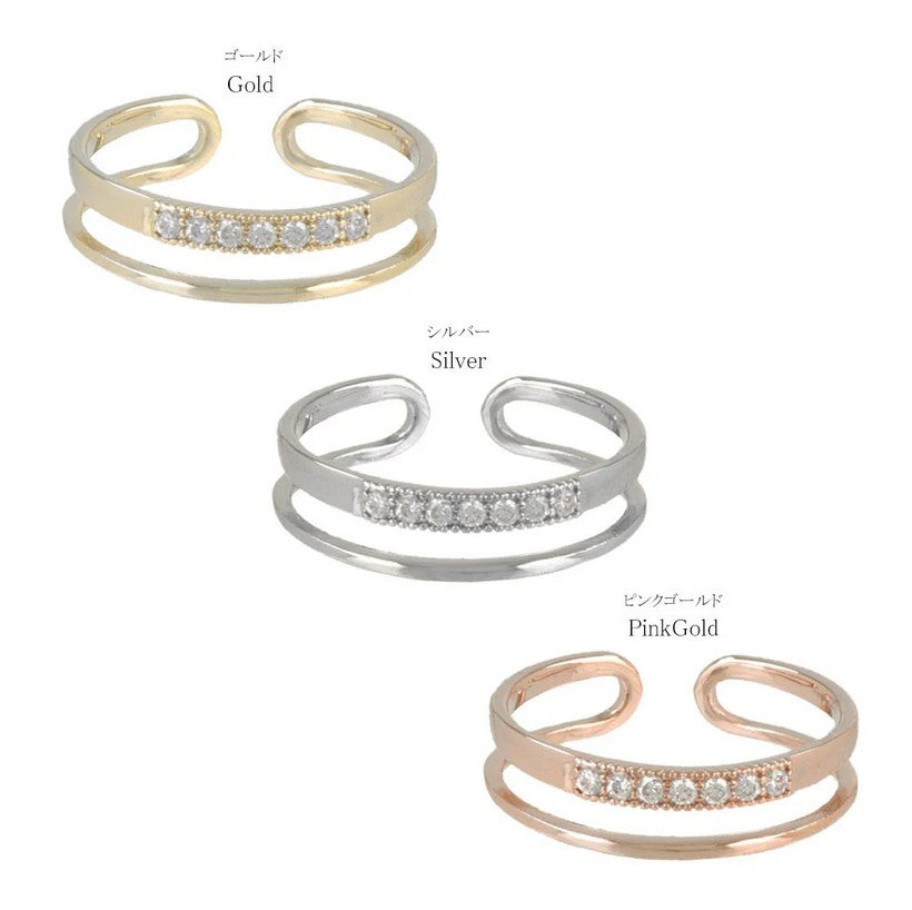 Bague à double rang et strass