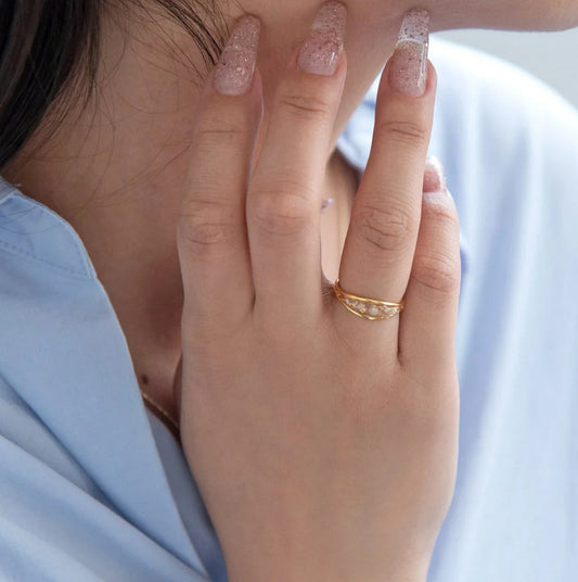 Bague ouverte Fleurs séchées