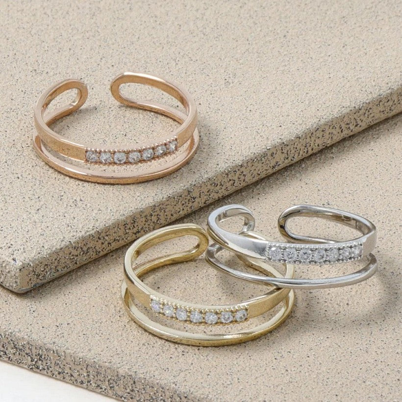 Bague à double rang et strass