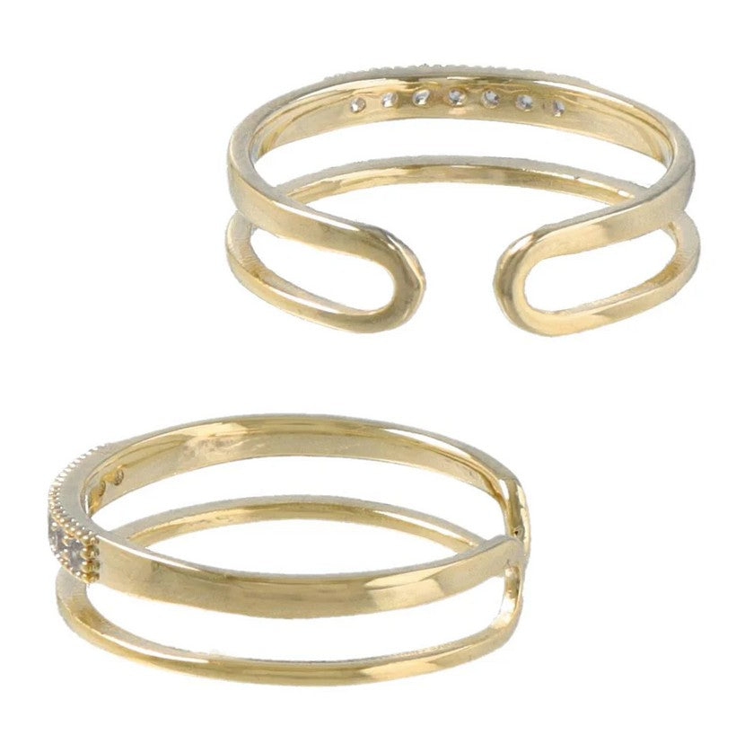 Bague à double rang et strass