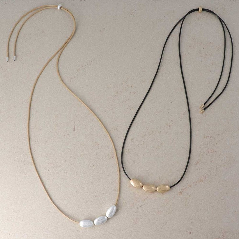 Sautoir ajustable à perles épaisses