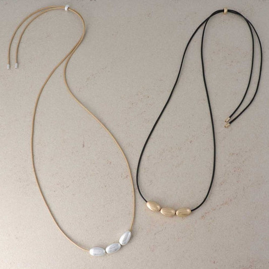 Sautoir ajustable à perles épaisses